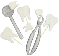 Set 8 decoratiuni comestibile din zahar, Dentist Decoratiuni din Pasta de Zahar Nati Shop