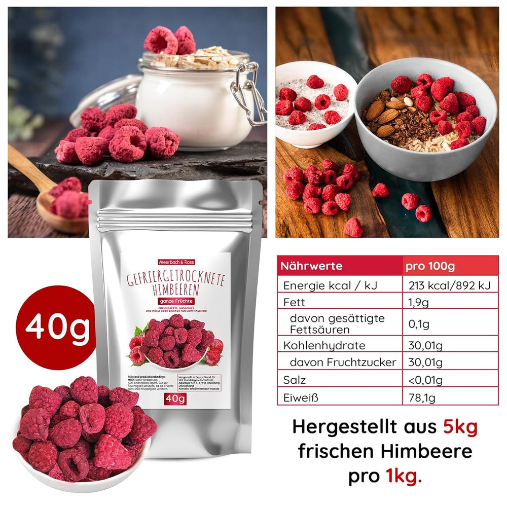 Set de degustare de fructe liofilizate 5x40g, căpșuni fructate liofilizate, zmeură, ananas, mango și amestec de căpșuni-banană, fără aditivi, fabricat în Germania Produse deshidratate Naty Shop