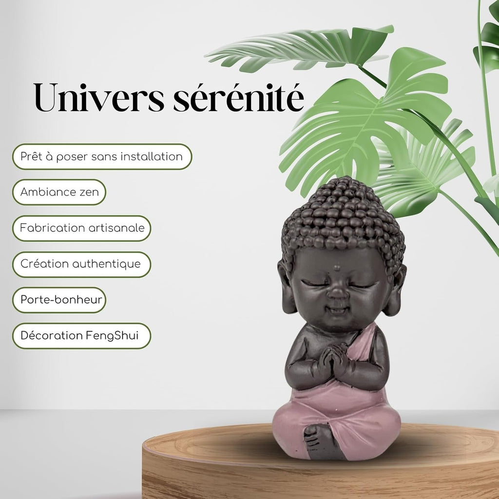 Statuetă Baby Buddha Pink Toge - Figurină inspirată și veselă - Talisman pozitiv Concentrare - Idee de cadou drăguț și spiritual - H 7 cm - Zen'Light Statuete si sculpturi Naty Shop