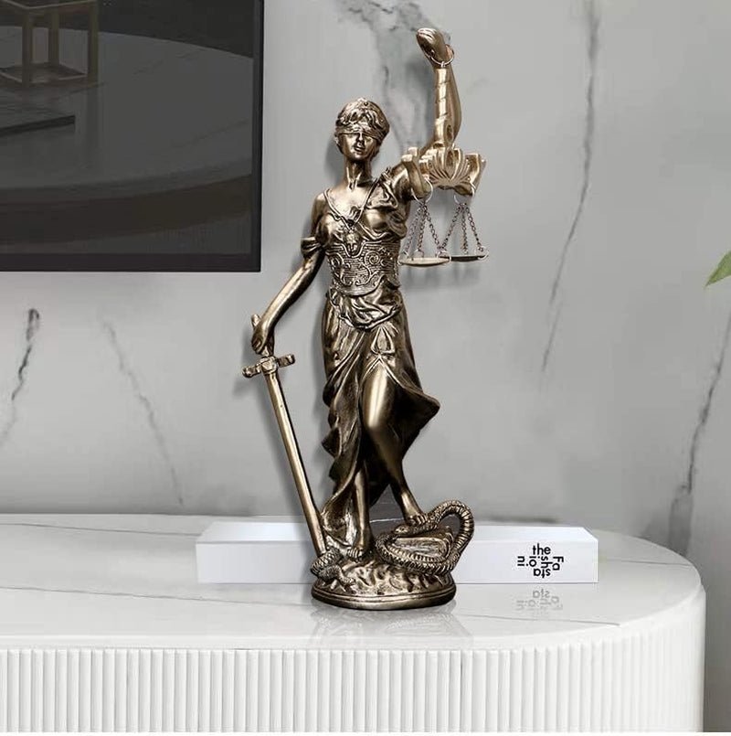 Statuia Doamna Justiției, 30,5 cm, statuie pentru justiție, zeița justiției, sculptură a justiției, înger greco-roman, justiție, statui oarbe pentru decor, Statuete si sculpturi Naty Shop