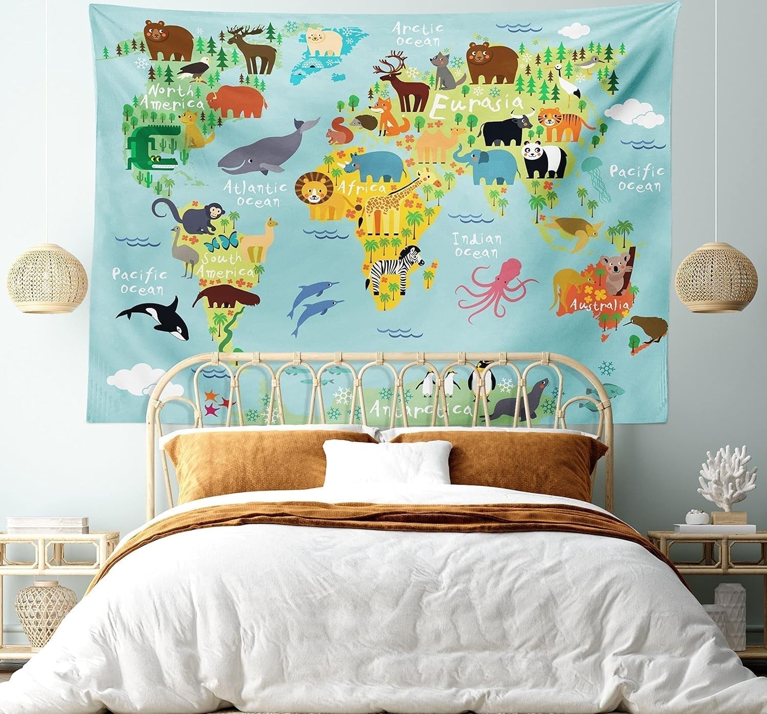 Tapiserie abakuhaus wanderlust harta animala lumii desene Casa - Accesorii si Decoratiuni Naty Shop