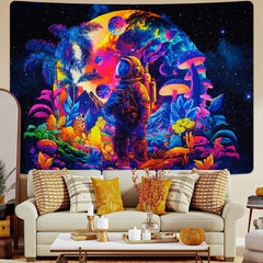 Tapiserie alishomtll black light astronaut mushroom fluorescent botanical Casa - Accesorii si Decoratiuni Naty Shop