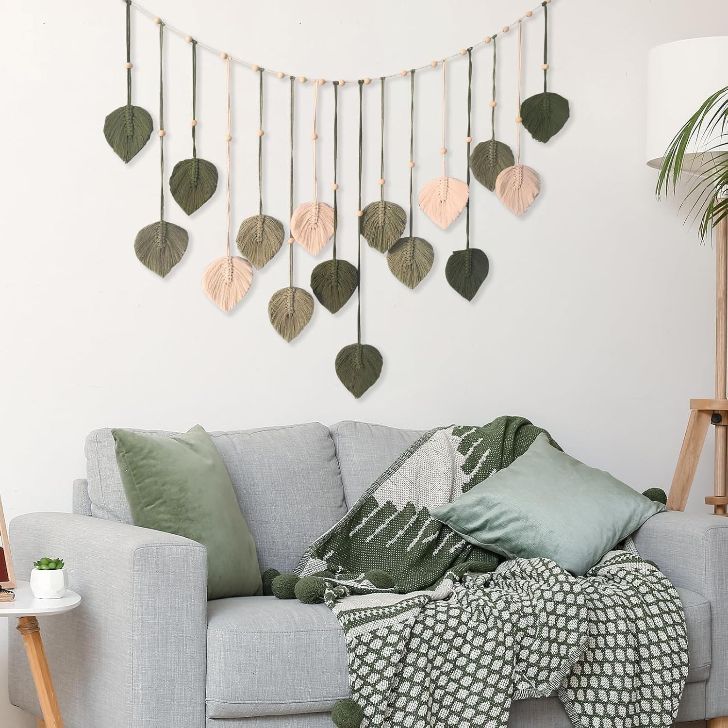 Tapiserie decorare margele lemn frunze design Casa - Accesorii si Decoratiuni Naty Shop