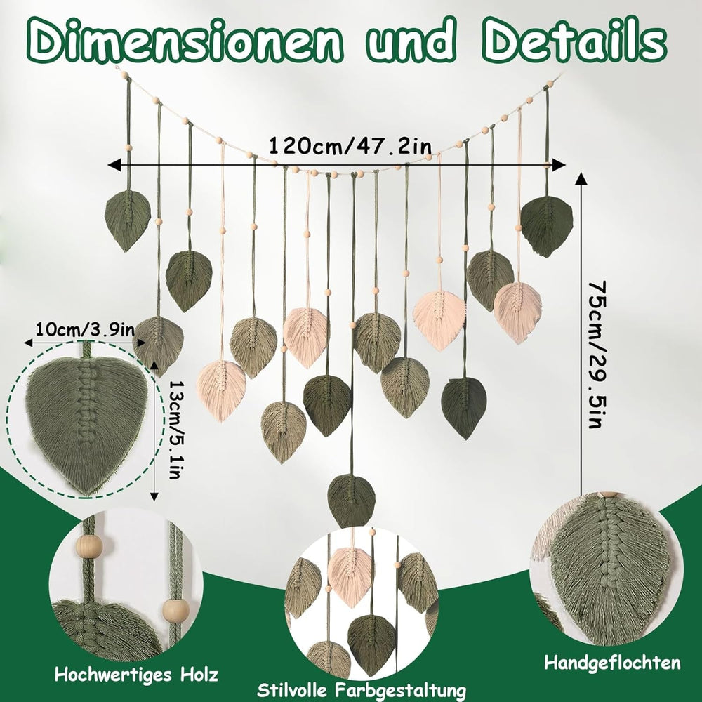 Tapiserie decorare margele lemn frunze design Casa - Accesorii si Decoratiuni Naty Shop