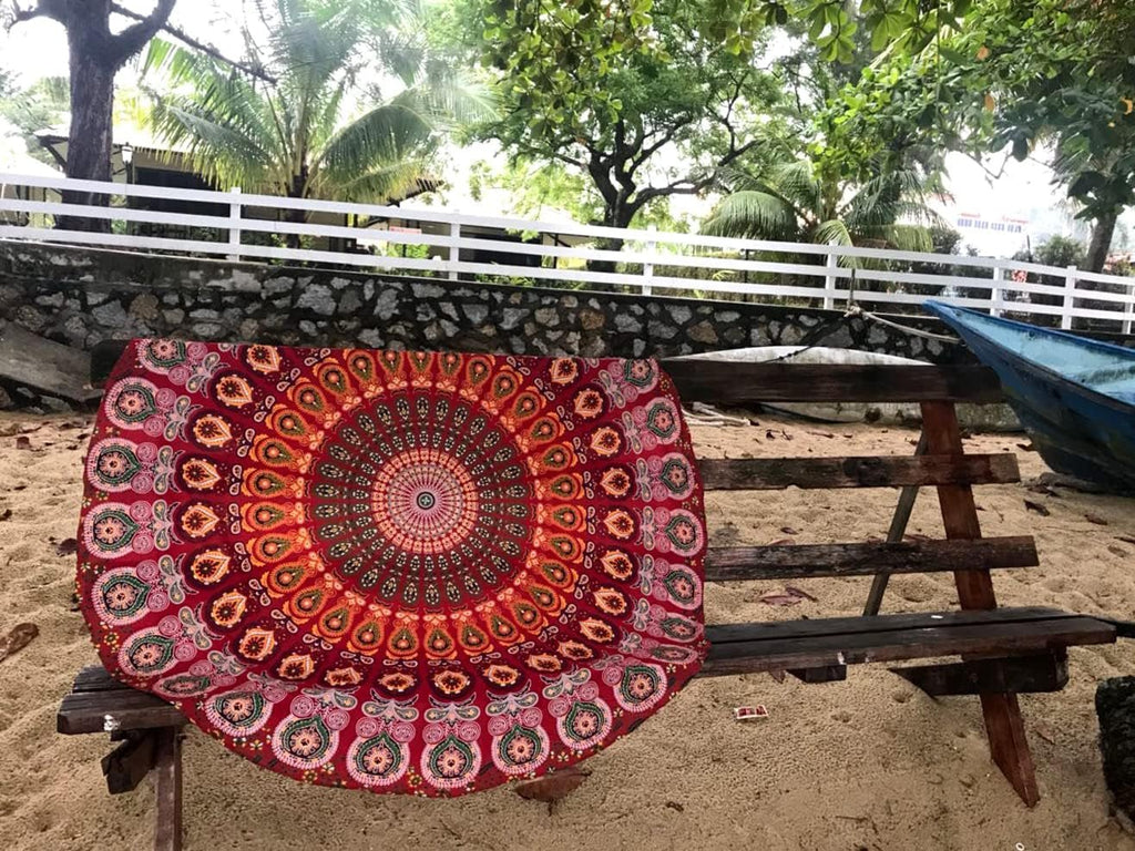 Tapiserie india prosop plaja rotund mandala hippielarge indian Casa - Accesorii si Decoratiuni Naty Shop