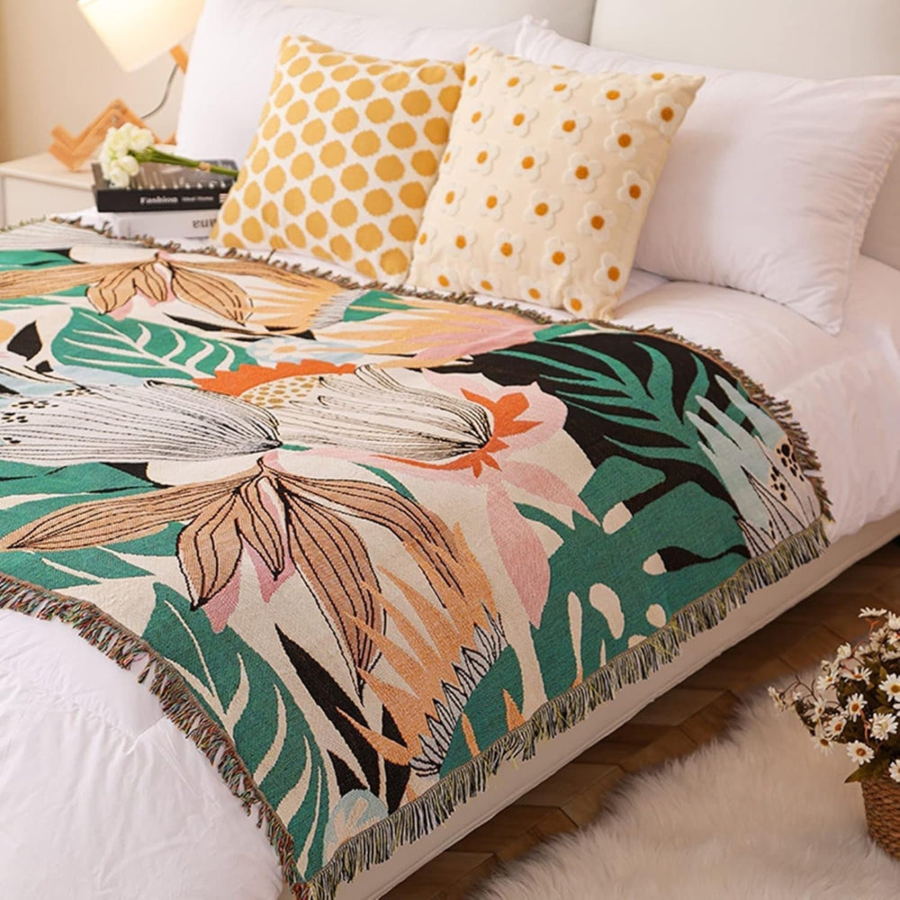 Tapiserie lumisyne double sided bumbac tesute patura arunca Casa - Accesorii si Decoratiuni Naty Shop Flori BlĂ¤tter