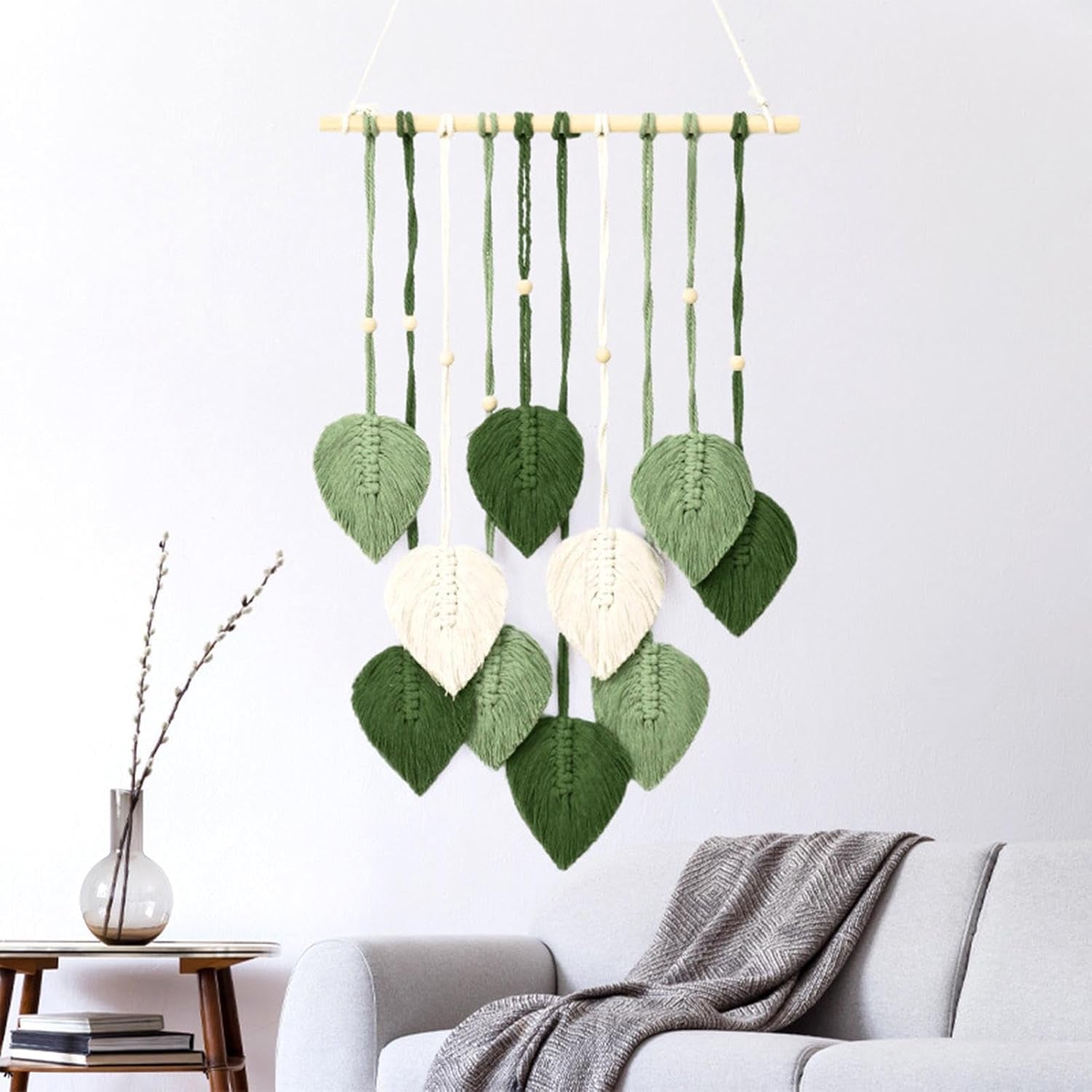 Tapiserie manual margele lemn frunze verzi Casa - Accesorii si Decoratiuni Naty Shop Salutări