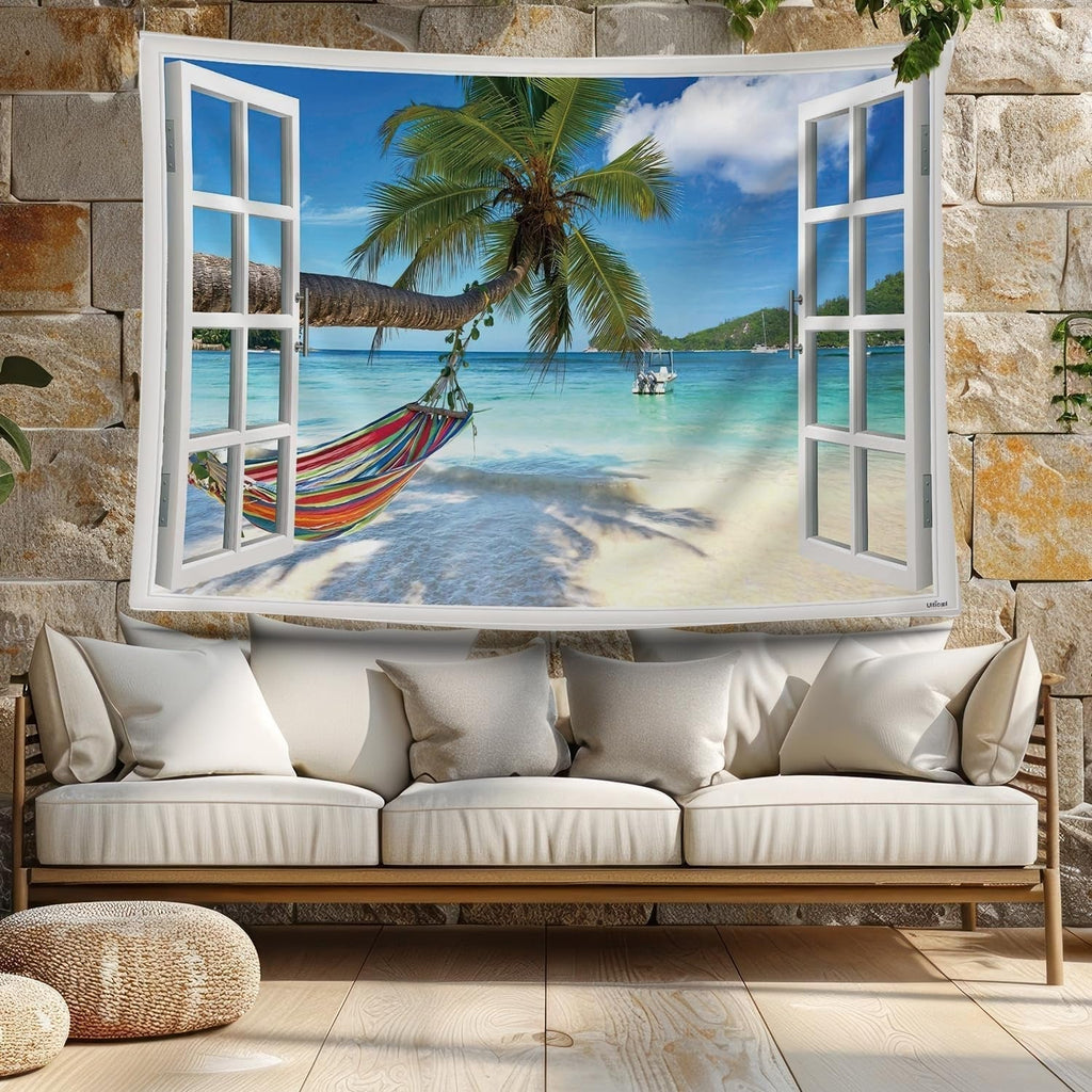 Tapiserie ulticool view beach sea palm hammock Casa - Accesorii si Decoratiuni Naty Shop