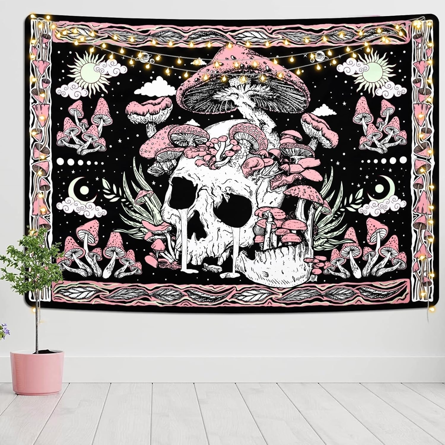 Tapiserie yugarlibi craniu roz ciuperci schelet Casa - Accesorii si Decoratiuni Naty Shop