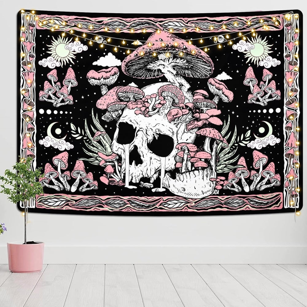 Tapiserie yugarlibi craniu roz ciuperci schelet Casa - Accesorii si Decoratiuni Naty Shop