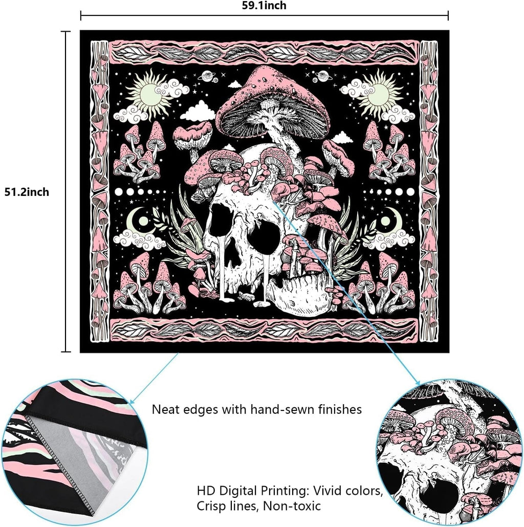 Tapiserie yugarlibi craniu roz ciuperci schelet Casa - Accesorii si Decoratiuni Naty Shop