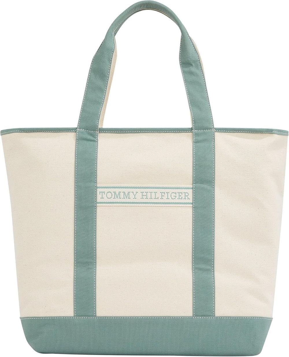 TOMMY HILFIGER Femeii Th Vara Canvas Tote Aw0aw17421 Tote sac Genti Femei Naty Shop Verde (Charming Green)
