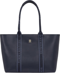 Tommy Hilfiger Th Logotape Tote Aw0aw17198 Tote Bag Genti Femei Naty Shop Albastru (Space Blue)