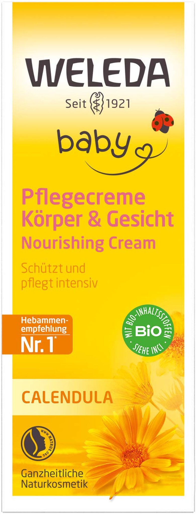 WELEDA Organic Baby Calendula Care Cream Body & Face 30ml - Cremă de față / cremă de piele pentru cosmetice naturale cu ulei de susan și lanolină pentru îngrijirea pielii uscate. Cremă hidratantă de îngrijire pentru bebeluși și copii Copii - Baie si Skincare Naty Shop