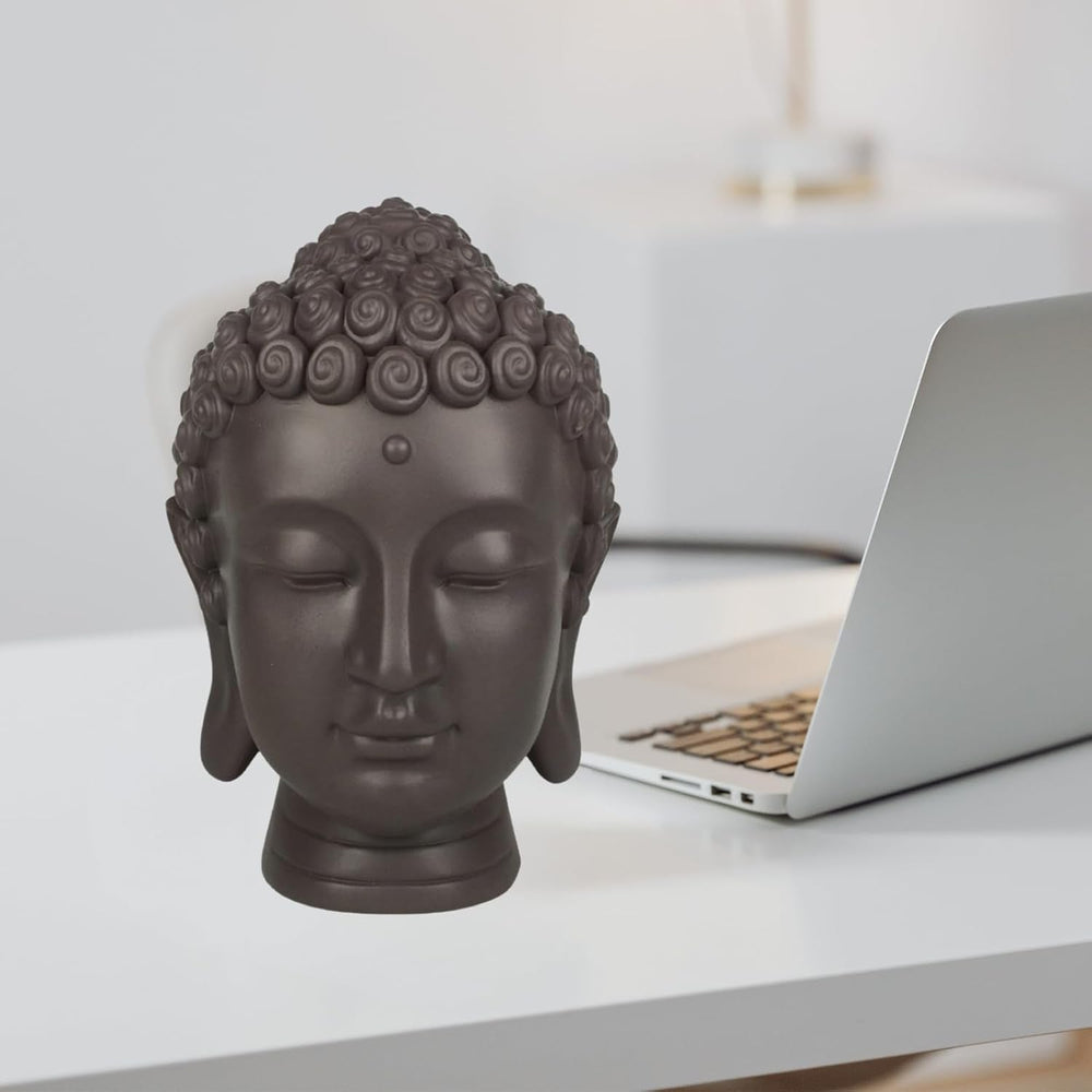 Zen'Light - Statuetă cu cap de Buddha - Decorațiune pentru Zen, meditație și feng shui - Cadou pentru o atmosferă relaxantă și spirituală - Statuetă de Buddha - Înălțime: 20 cm - Culoare: verde/maro Statuete si sculpturi Naty Shop