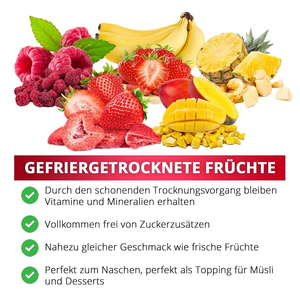 Zmeură liofilizată, FĂRĂ produse chinezești, 500g fructe întregi liofilizate, fără aditivi, fructate, fabricate în Germania Produse deshidratate Naty Shop